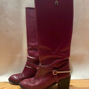Etienne Aigner Deep Red Heeled Boots